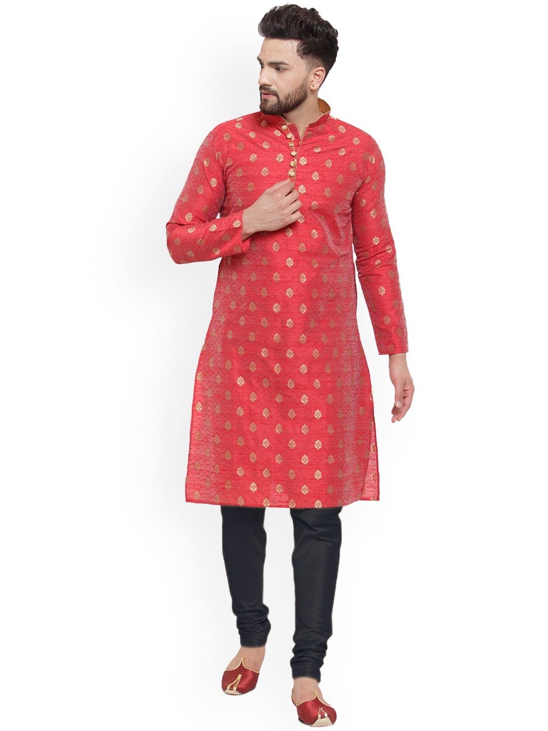 

Larwa Ethnic Motifs Woven Design Kurta With Churidar, Maroon