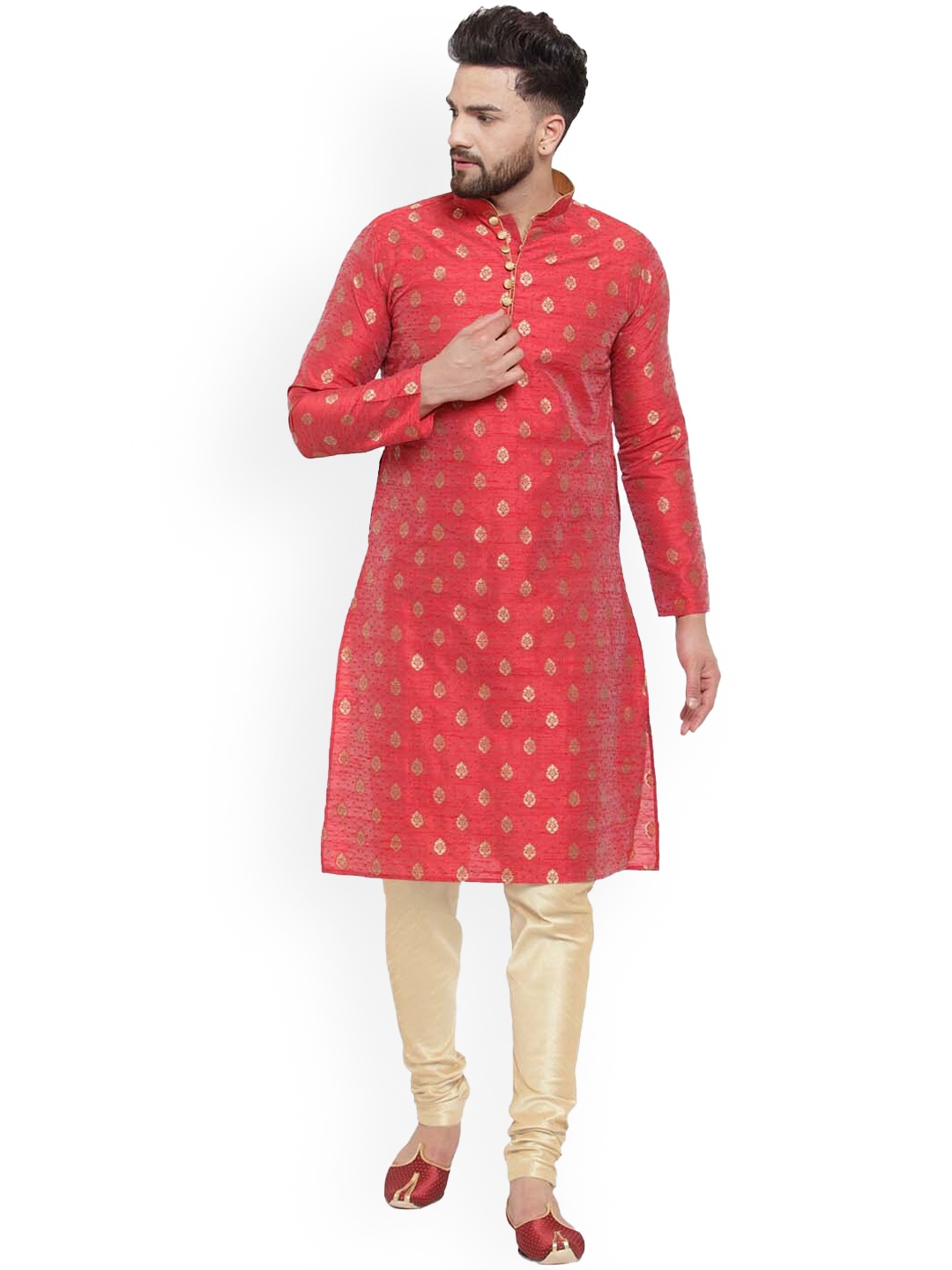 

Larwa Ethnic Motifs Woven Design Kurta With Churidar, Maroon