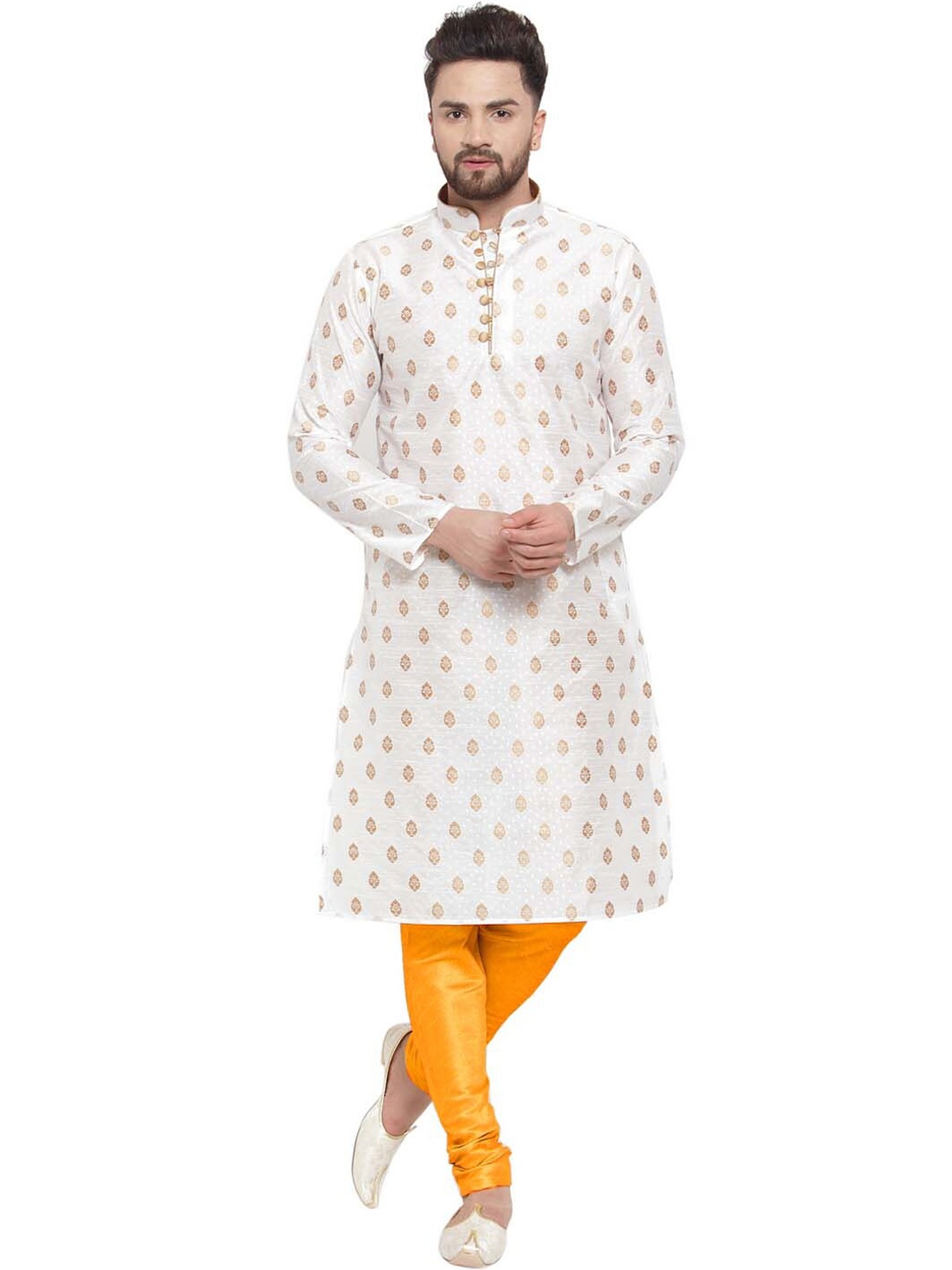 

Larwa Ethnic Motifs Woven Design Kurta With Churidar, White