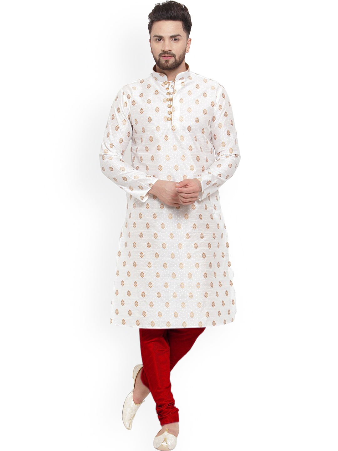 

Larwa Ethnic Motifs Woven Design Kurta With Churidar, White