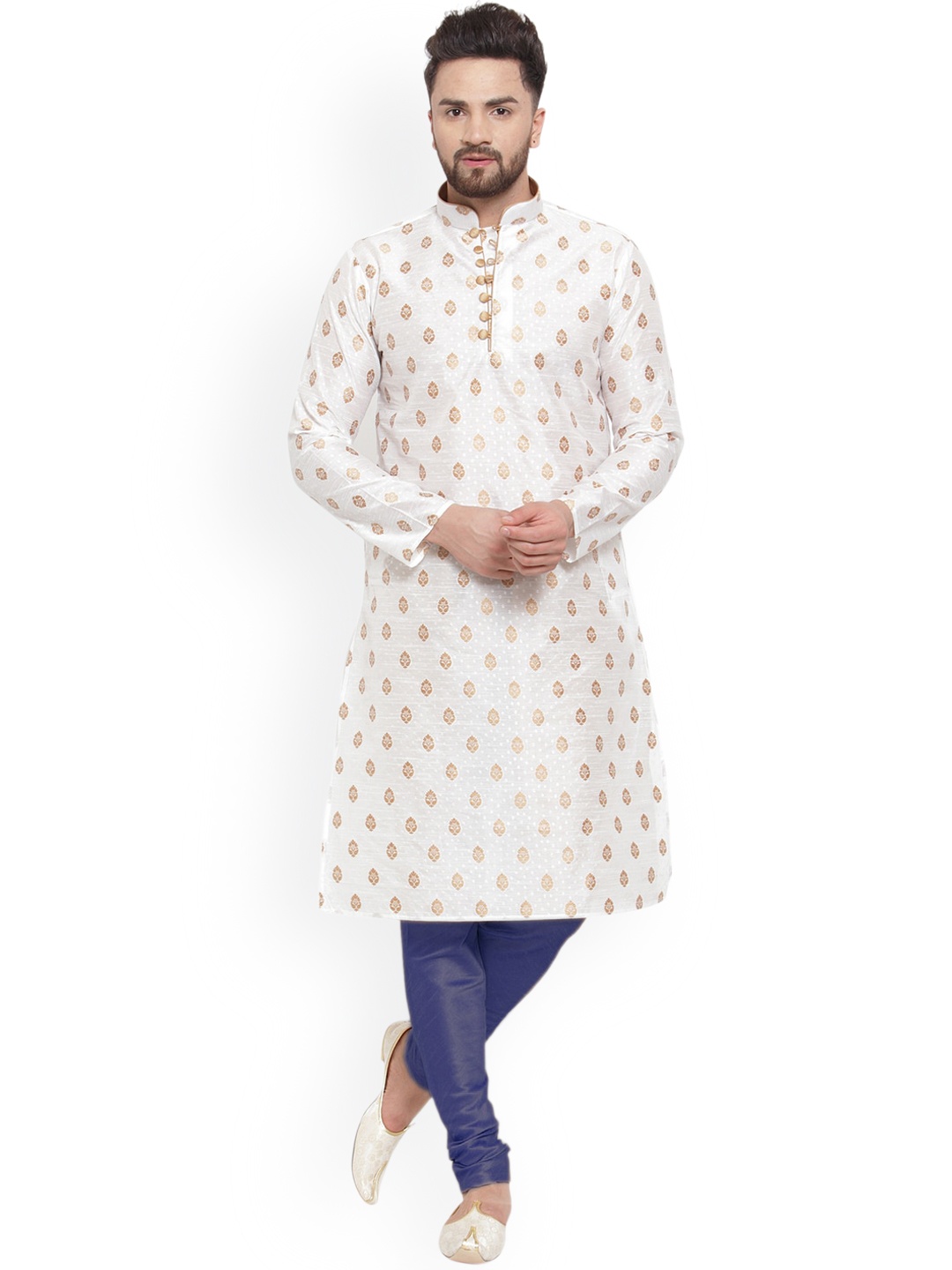 

Larwa Ethnic Motifs Woven Design Kurta With Churidar, White