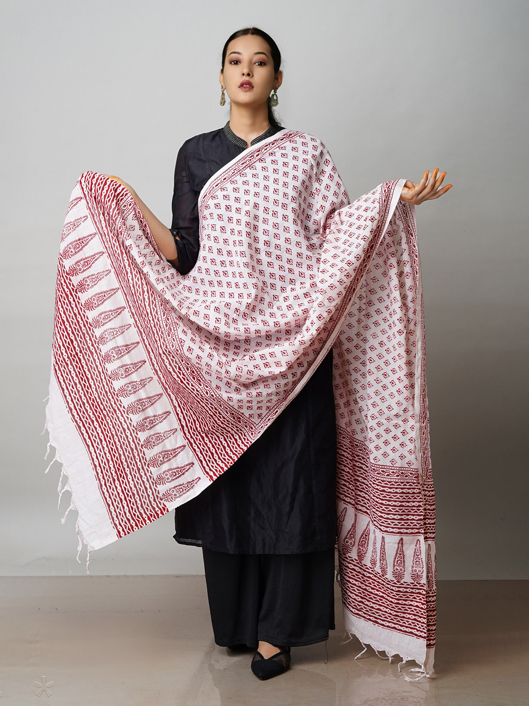 

Unnati Silks Ethnic Motifs Printed Dupatta, White