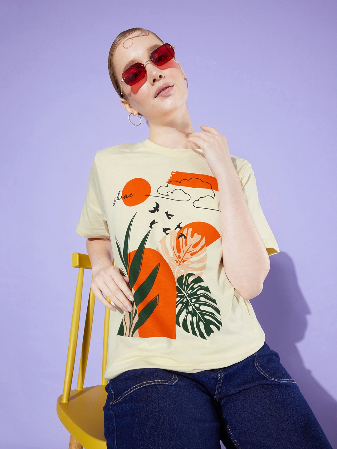 

DILLINGER Graphic Printed Oversized Longline Pure Cotton T-shirt, White
