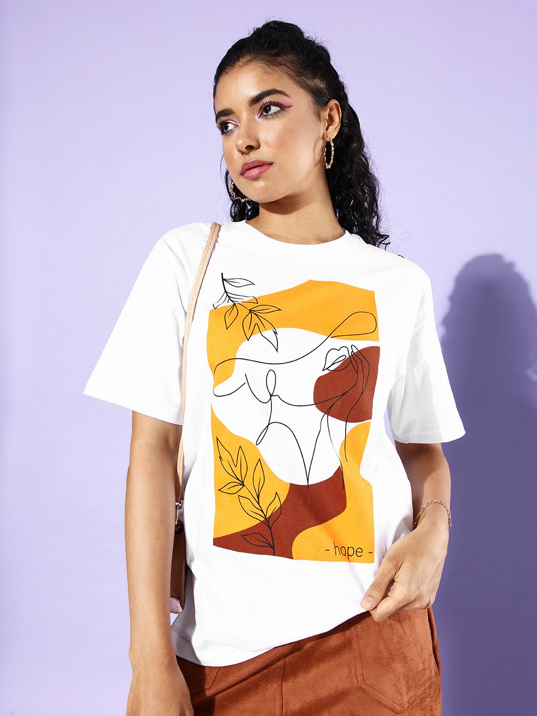 

DILLINGER Women Graphic Printed Loose T-shirt, White