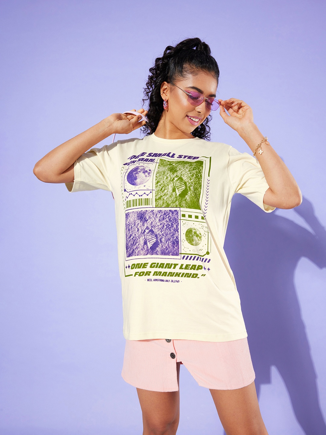 

DILLINGER Graphic Printed Oversized Longline Pure Cotton T-shirt, Off white