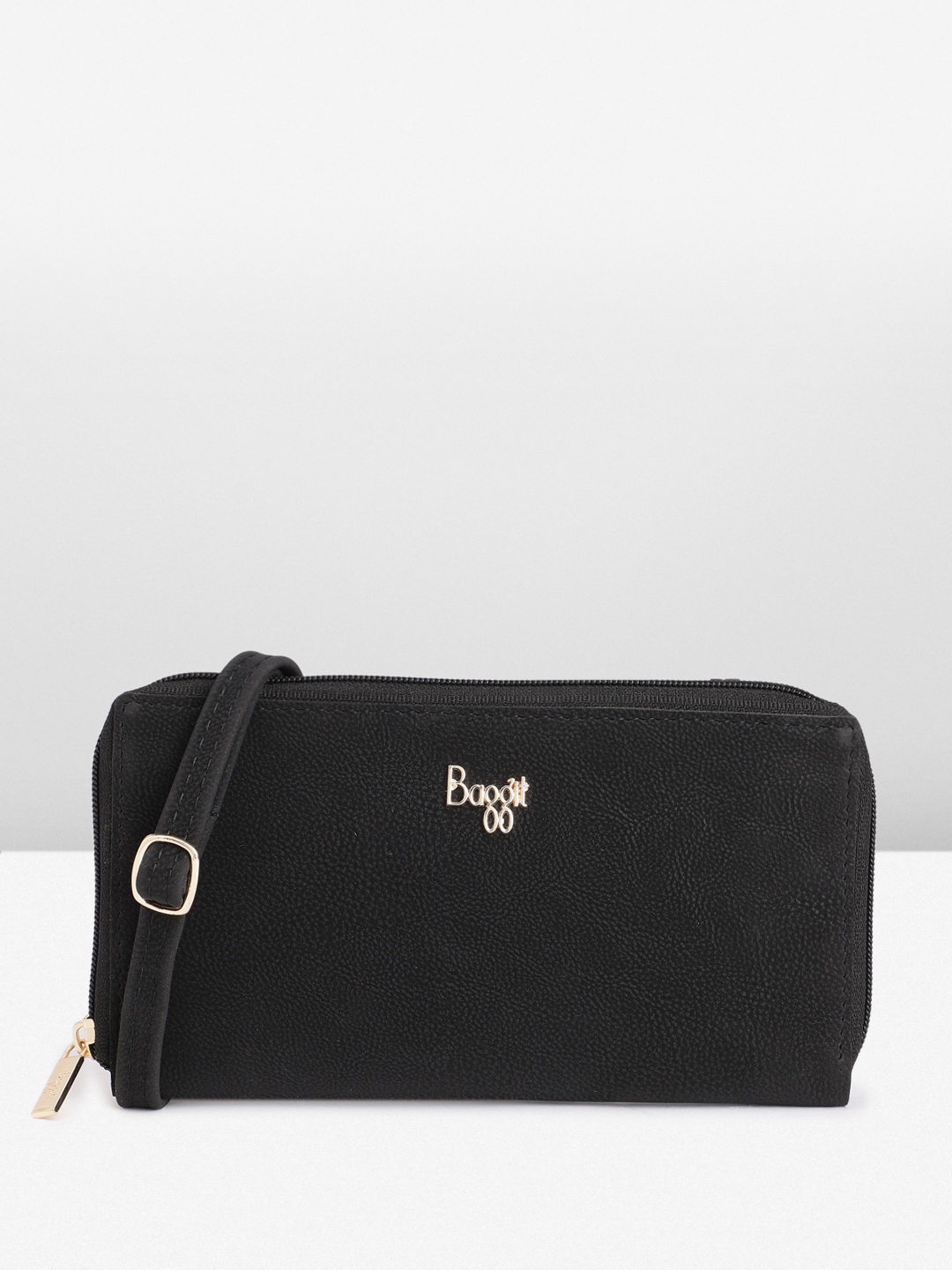 

Baggit Women Solid Zip Around Wallet, Black