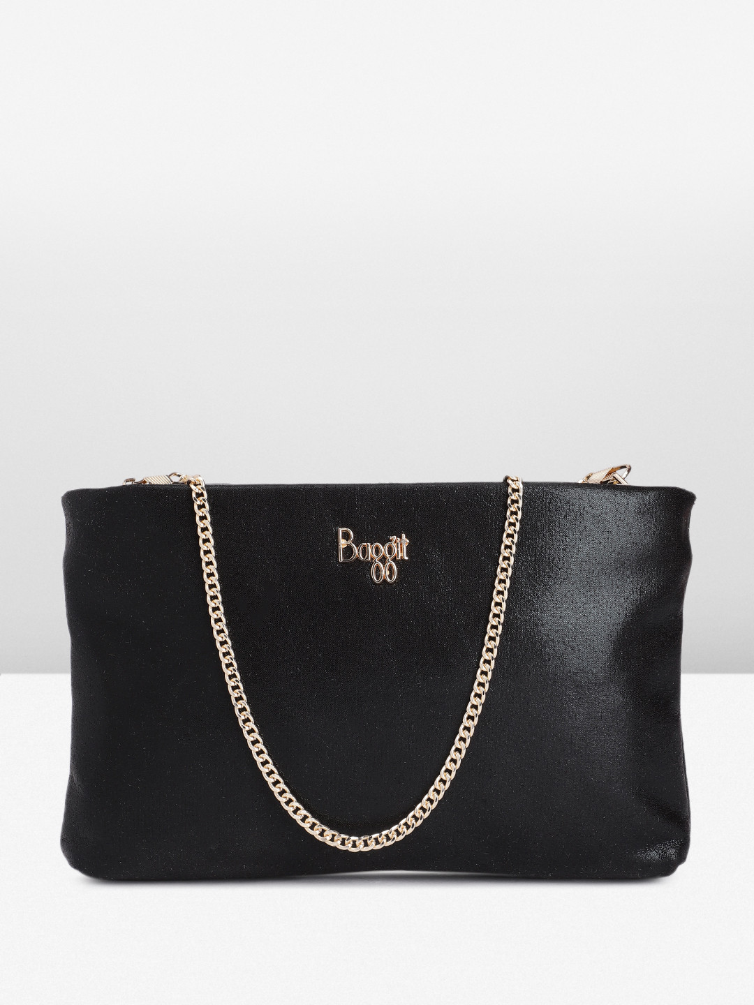 

Baggit Foldover Clutch with Sheen Finish, Black