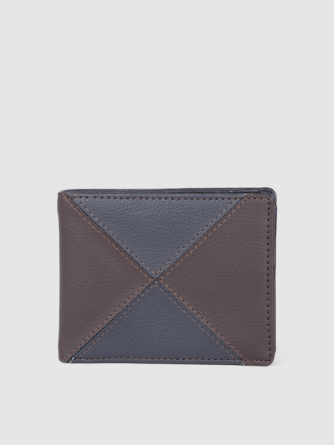 

Baggit Men Colourblocked & Textured PU Two Fold Wallet, Brown