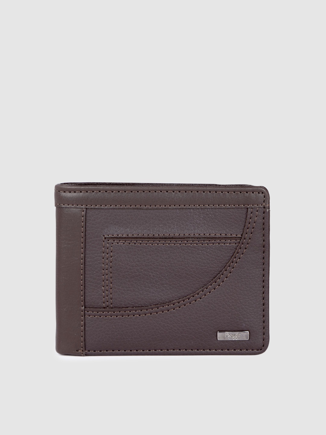 

Baggit Men Solid PU Two Fold Wallet, Brown