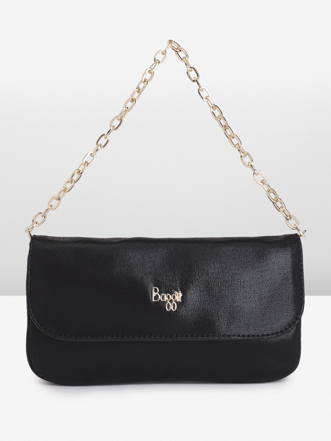 

Baggit Foldover Clutch with Sheen Finish, Black