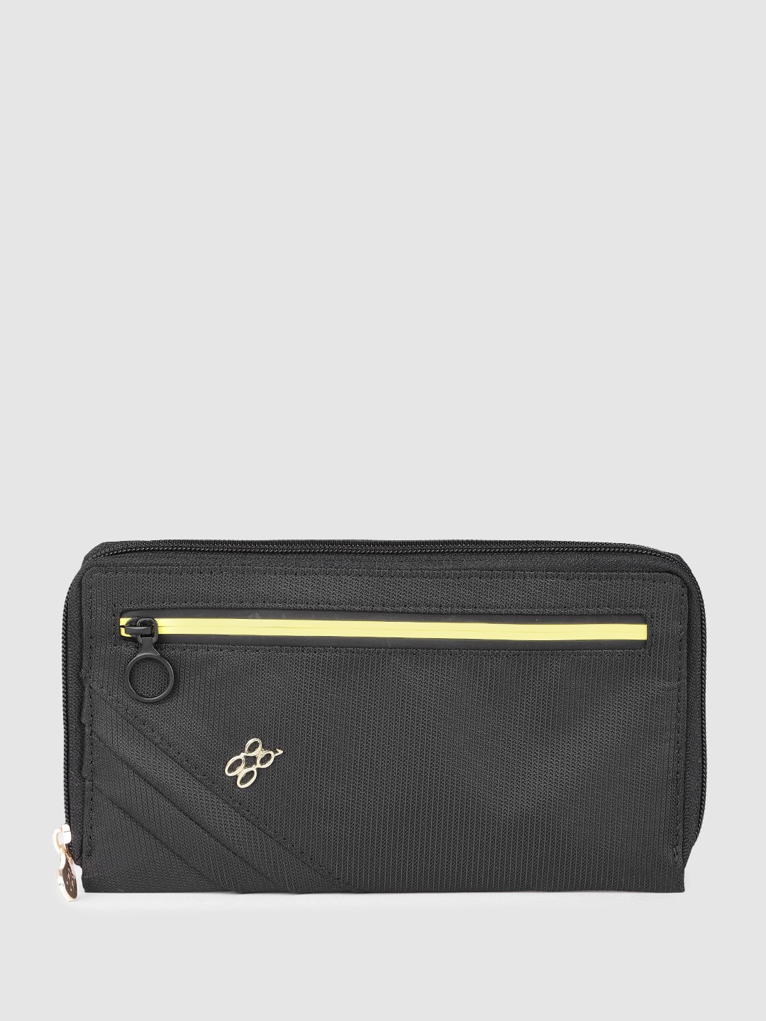 

Baggit Women Solid Zip Around Wallet, Black