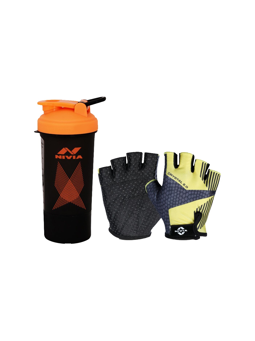 

NIVIA Color Blocked Leather Gym Gloves & Shaker, Yellow