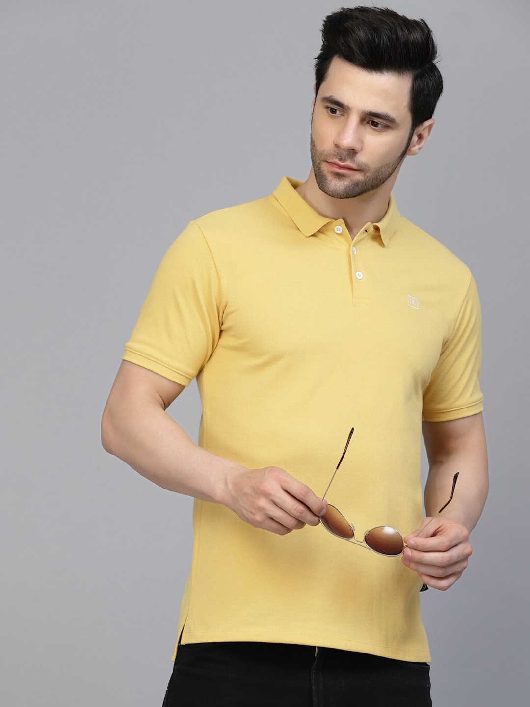 

Rigo Solid Slim Fit Cotton Polo Collar T-shirt, Yellow