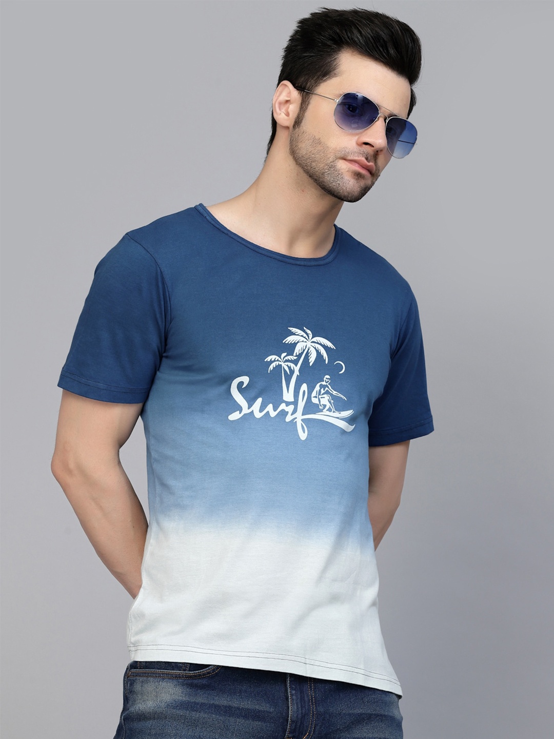 

Rigo Ombre Dyed Slim Fit Cotton T-shirt, Navy blue