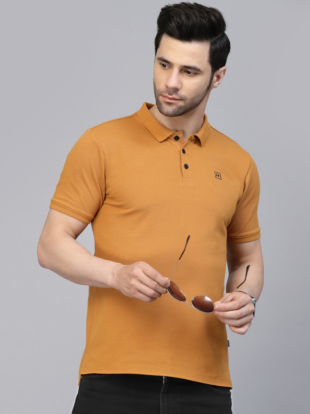 

Rigo Light Brown Solid Slim Fit Cotton Polo Collar T-shirt, Mustard