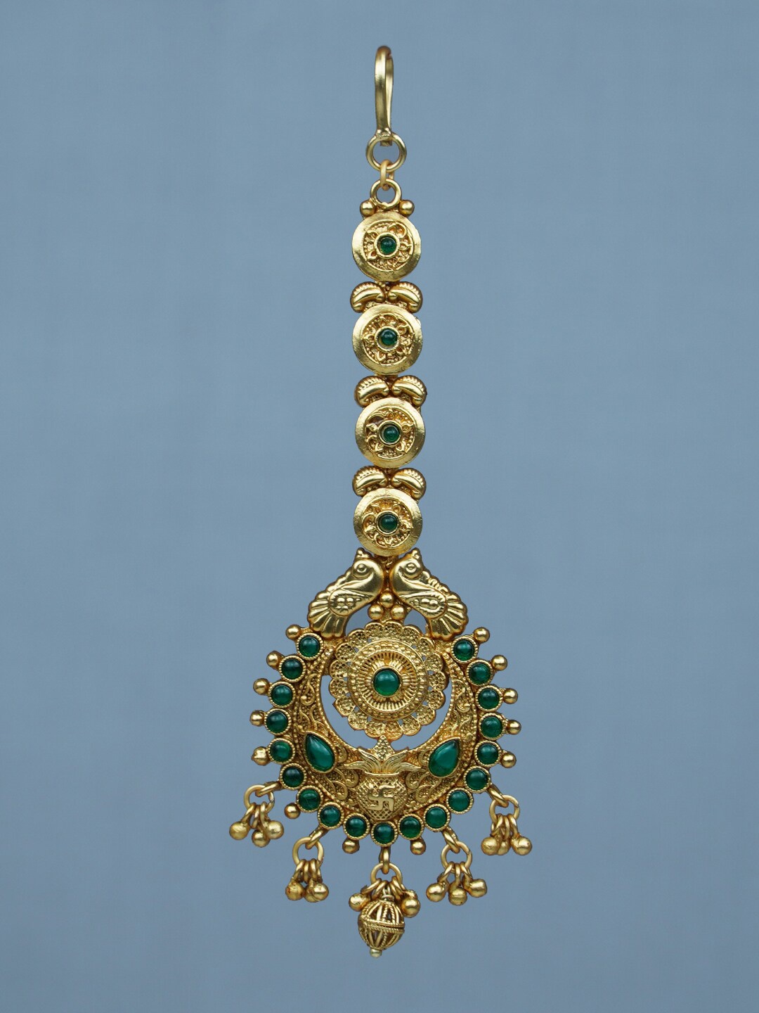

Diksha collection Beads Studded Temple Maang Tikka, Gold