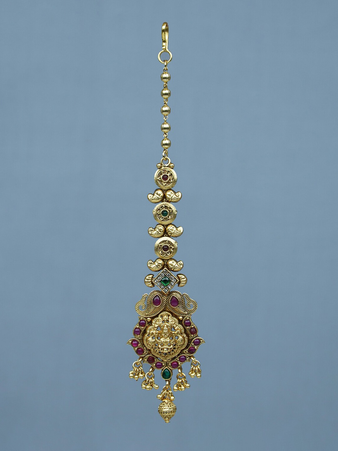 

Diksha collection Brass-Plated Stone-Studded Maang Tikka, Gold