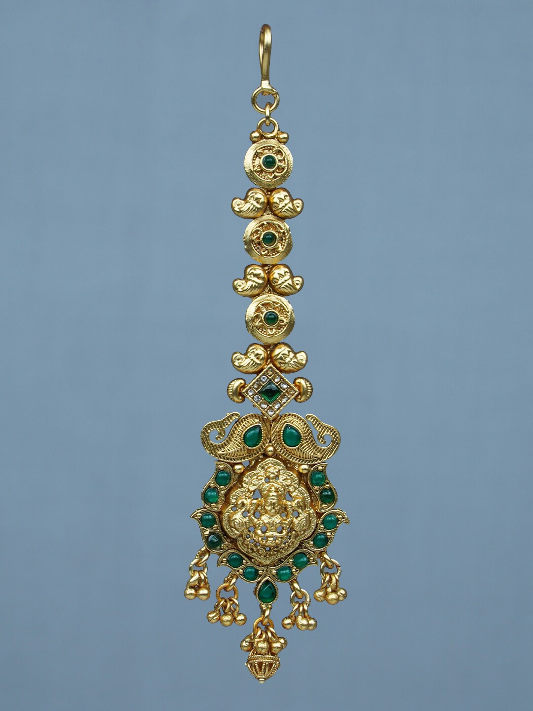 

Diksha collection Gold-Plated Beaded Maang Tikka, Green