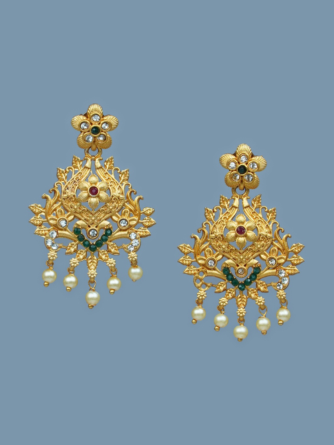 

Diksha collection Gold-Plated Stone-Studded Earrings