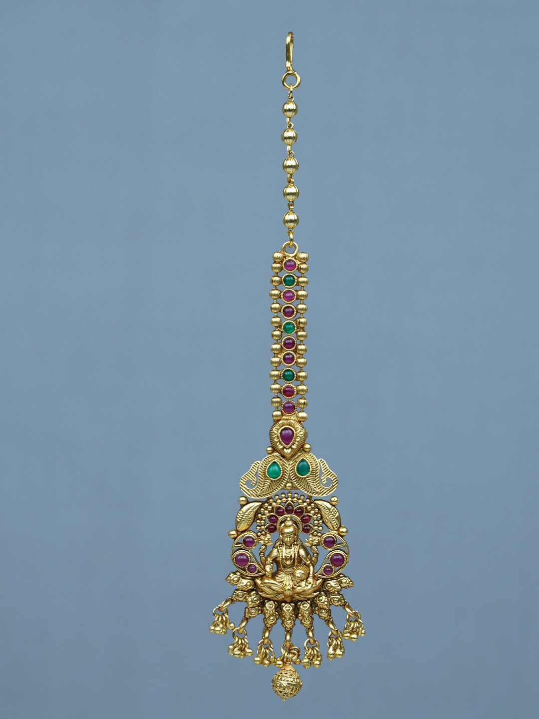 

Diksha collection Gold-Plated Temple Beaded Maang Tikka