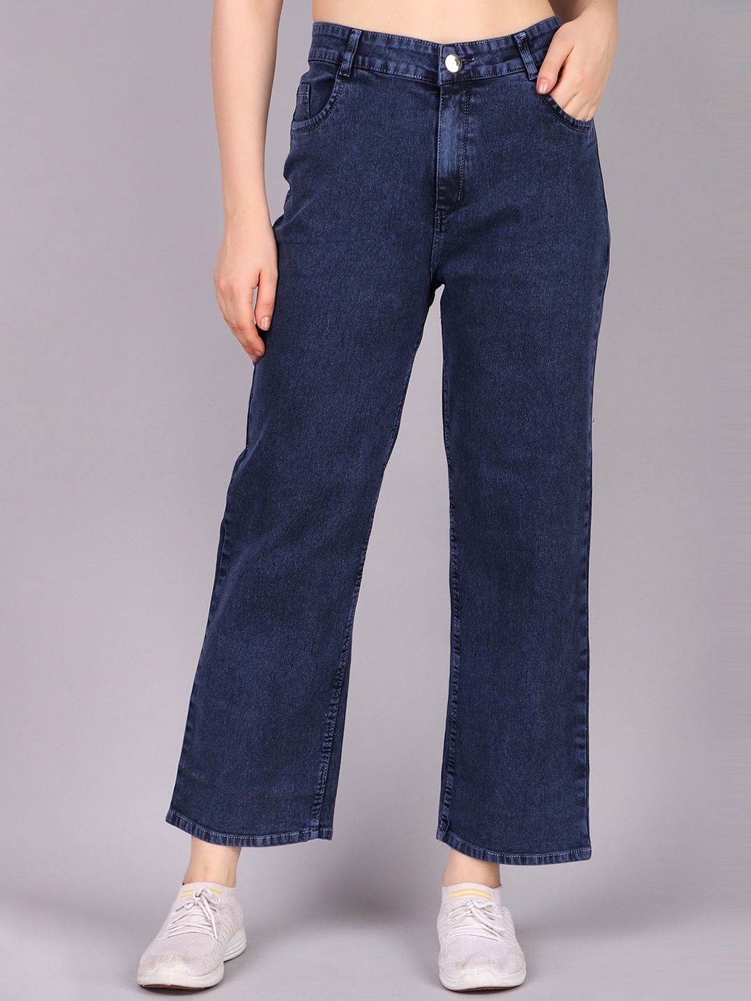 

KASHIAN Women Mid-Rise Loose Boyfriend Fit Clean Look Heavy Fade Jeans, Blue