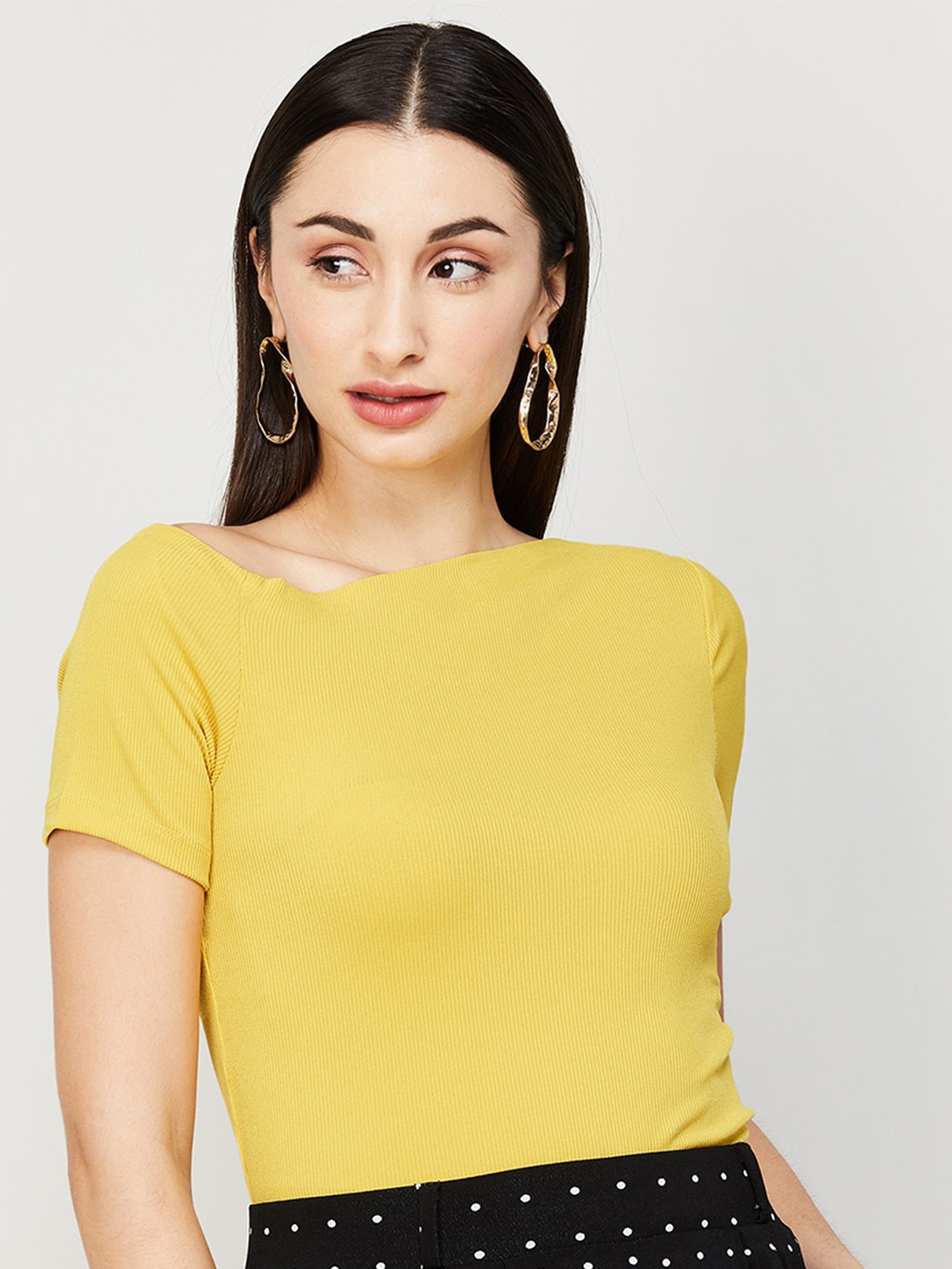 

CODE by Lifestyle Stylized V-Neck Regular Top, Yellow