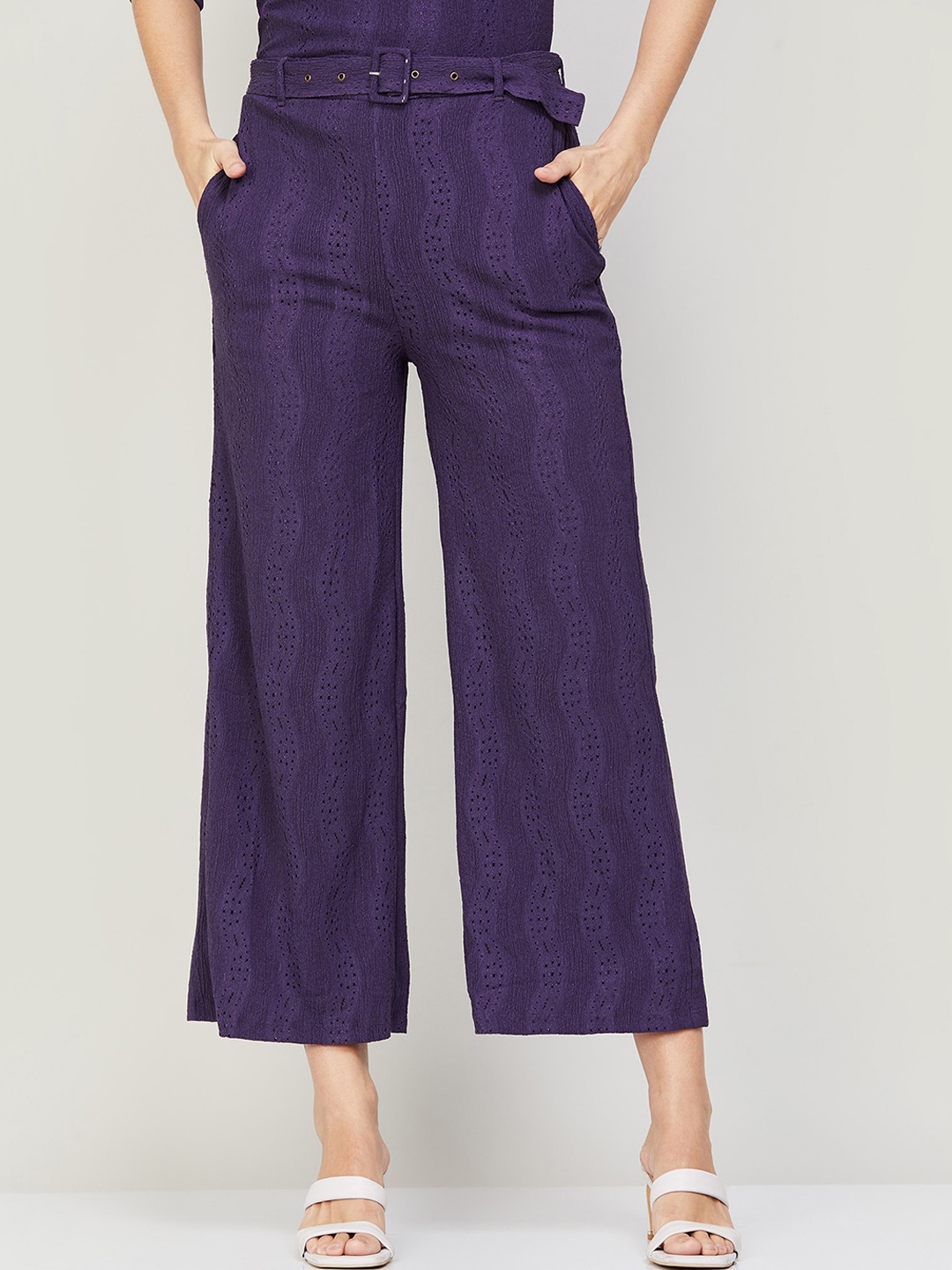 

CODE by Lifestyle Regular Fit Cropped Parallel Trousers, Purple