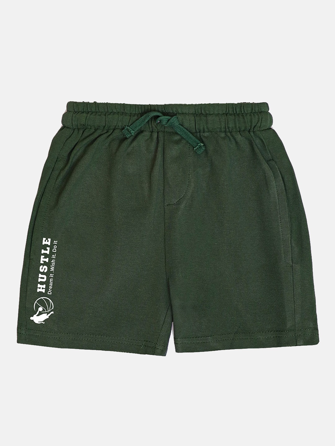 

Whistle & Hops Boys Mid-Rise Pure Cotton Shorts, Green