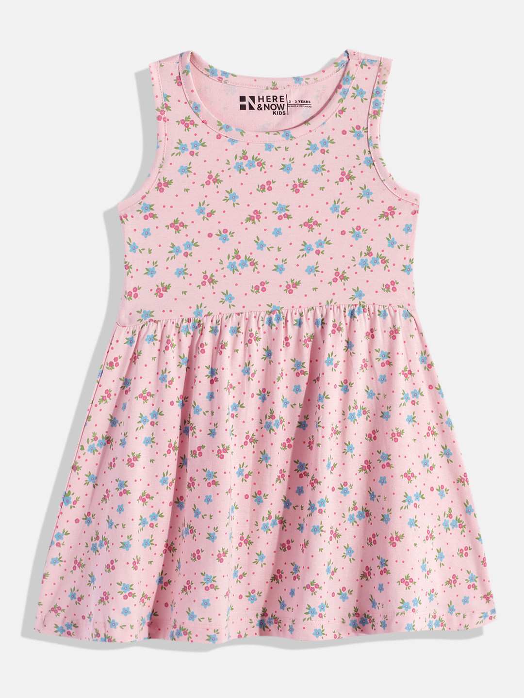 

HERE&NOW Printed Cotton A-Line Dress, Pink
