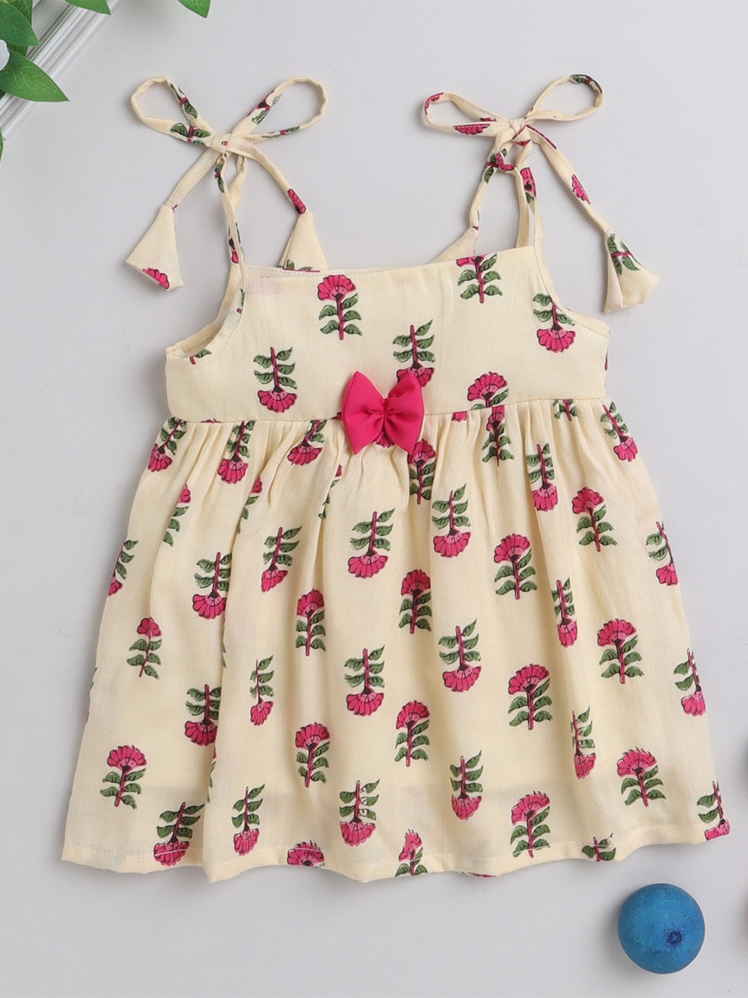 

MANY FROCKS & Girls Floral Printed Fit & Flare Dress, Cream