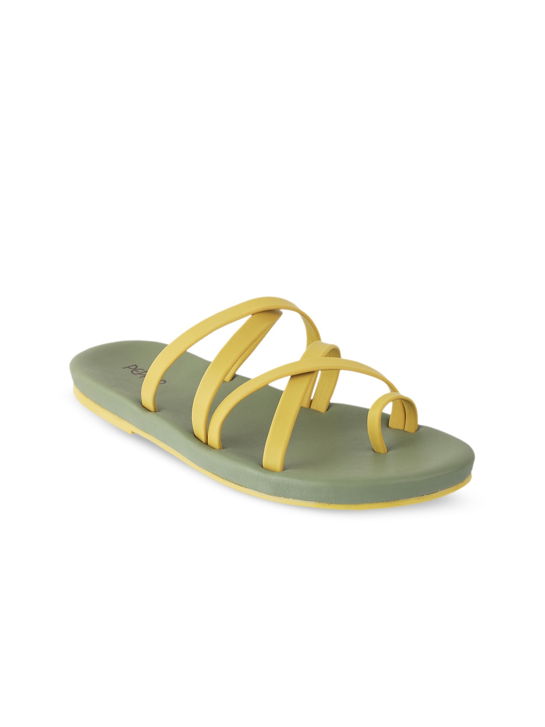 

LEMON & PEPPER Women Strappy Open One Toe Flats, Yellow