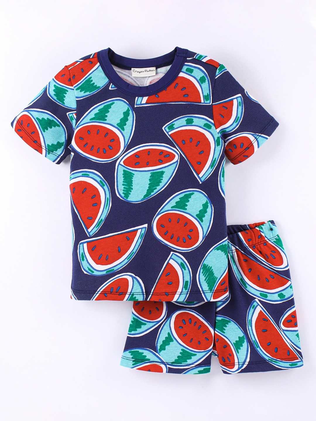 

CrayonFlakes Boys Printed T-shirt with Shorts, Blue