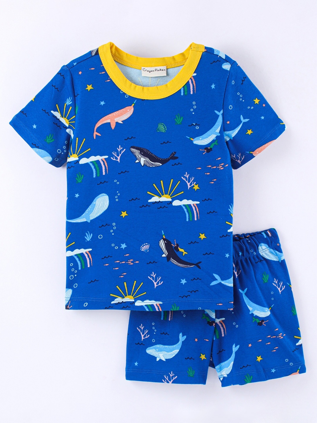 

CrayonFlakes Boys Printed Top with Shorts, Blue