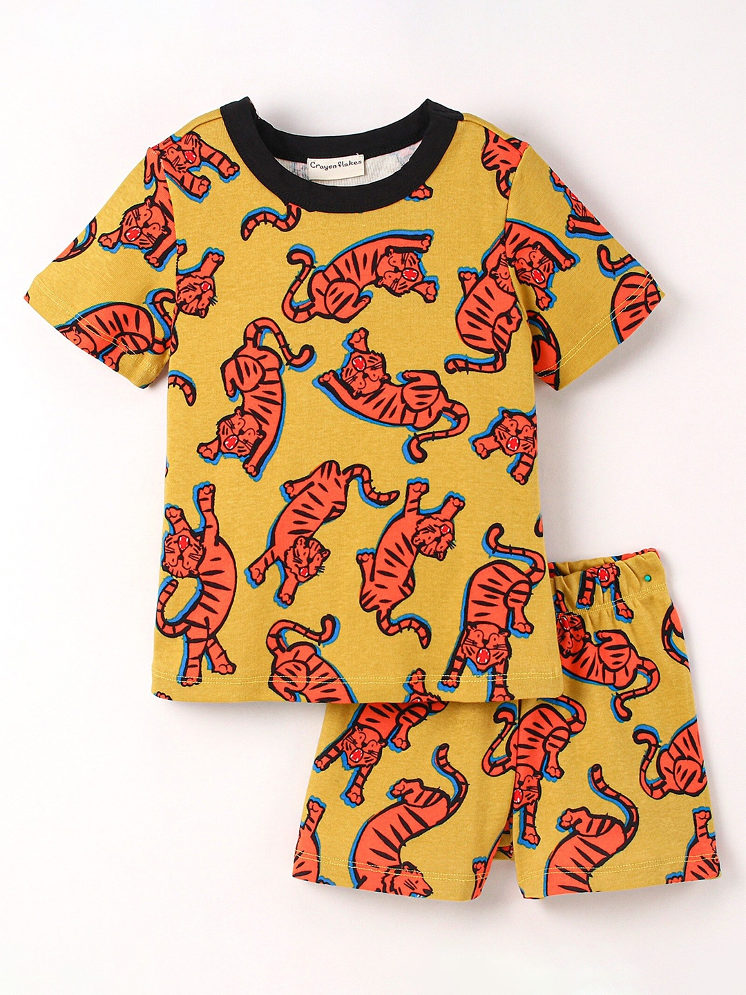 

CrayonFlakes Boys Printed T-shirt with Shorts, Yellow