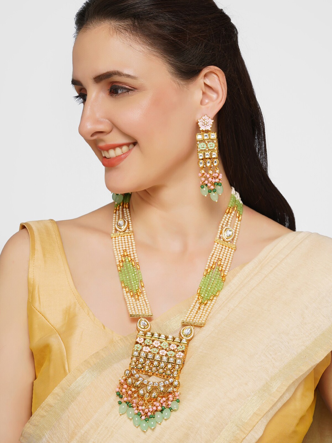 

AQUASTREET Gold Plated Kundan Jewellery Set, Multi