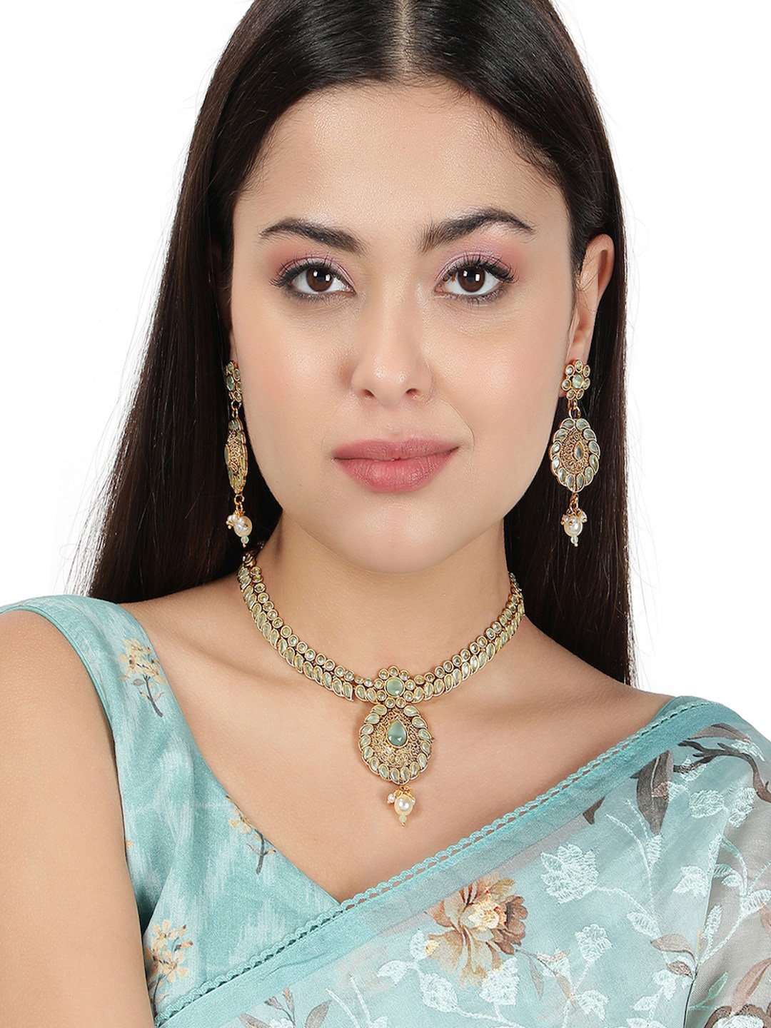 

AQUASTREET Women Gold Plated Stone Studded Jewellery Set