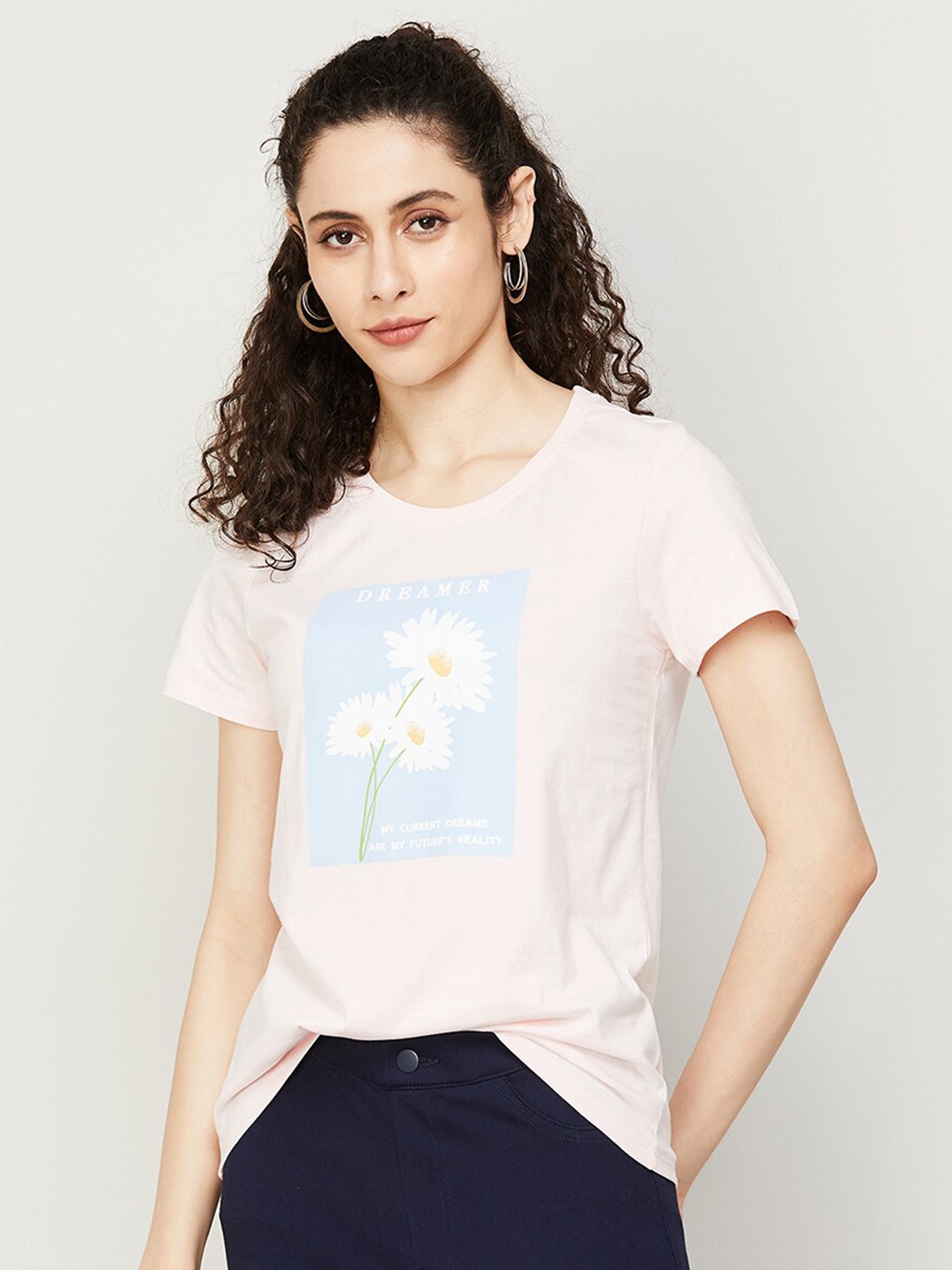 

Fame Forever by Lifestyle Graphic Print Cotton T-shirt, Pink