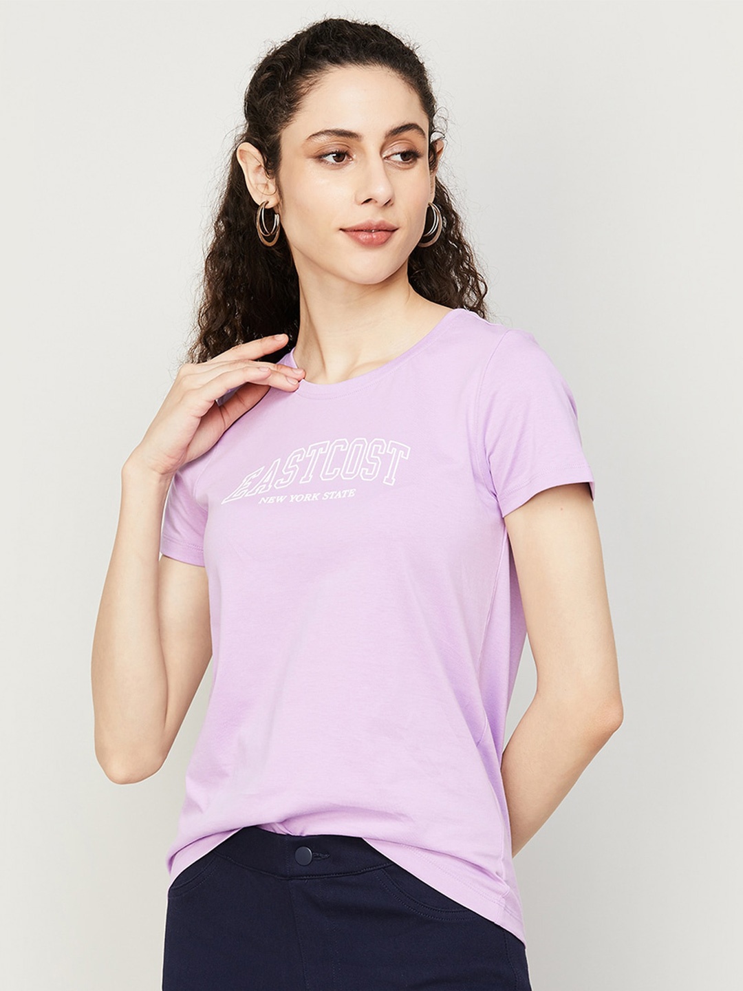 

Fame Forever by Lifestyle Typography Print Cotton T-shirt, Purple