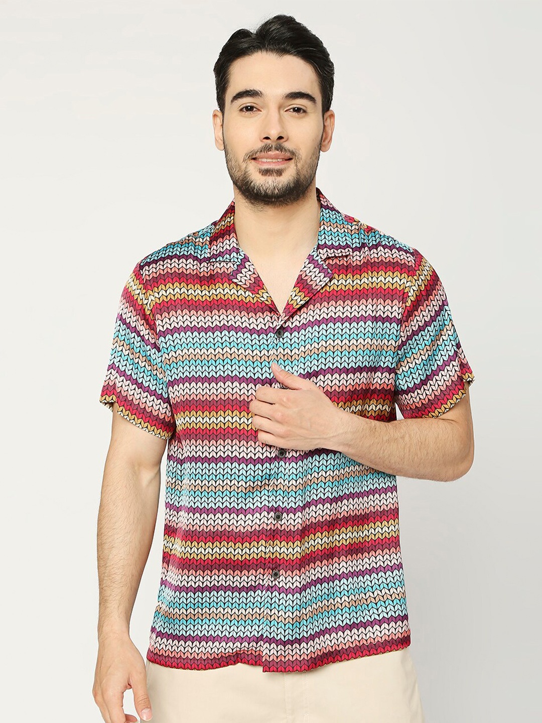 

Blamblack Comfort Fit Geometric Printed Casual Shirt, Red