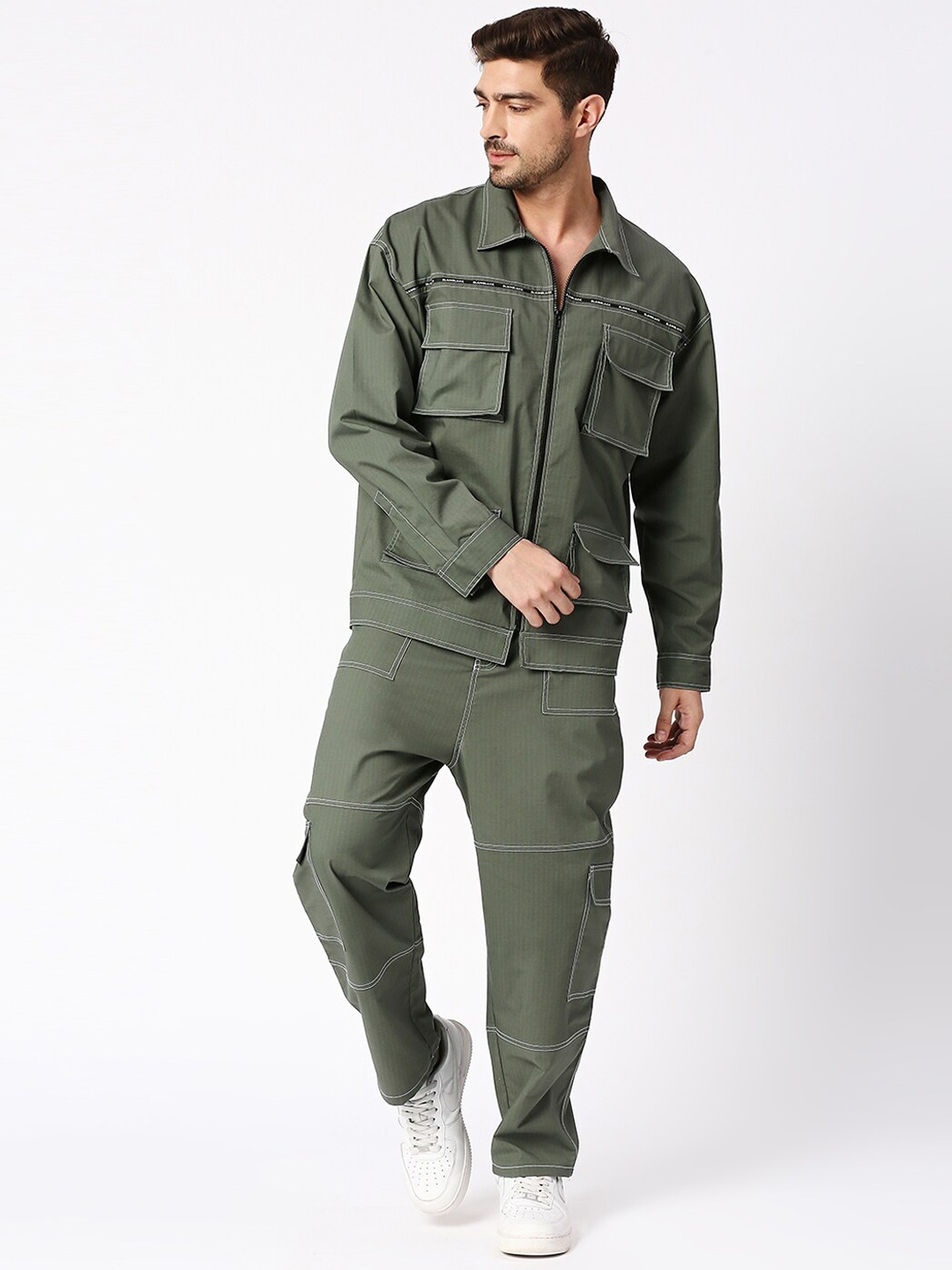 

BLAMBLACK Checked Jacket And Cargo Trouser Co-Ords, Olive