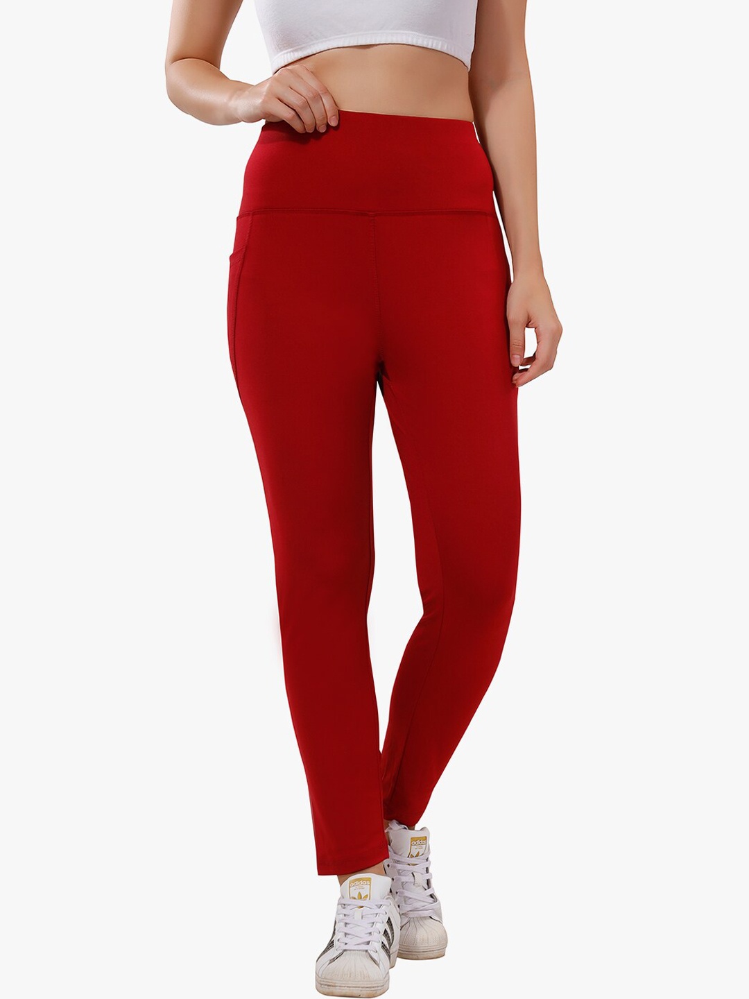 

TRASA Women High Rise Sports Tights, Maroon