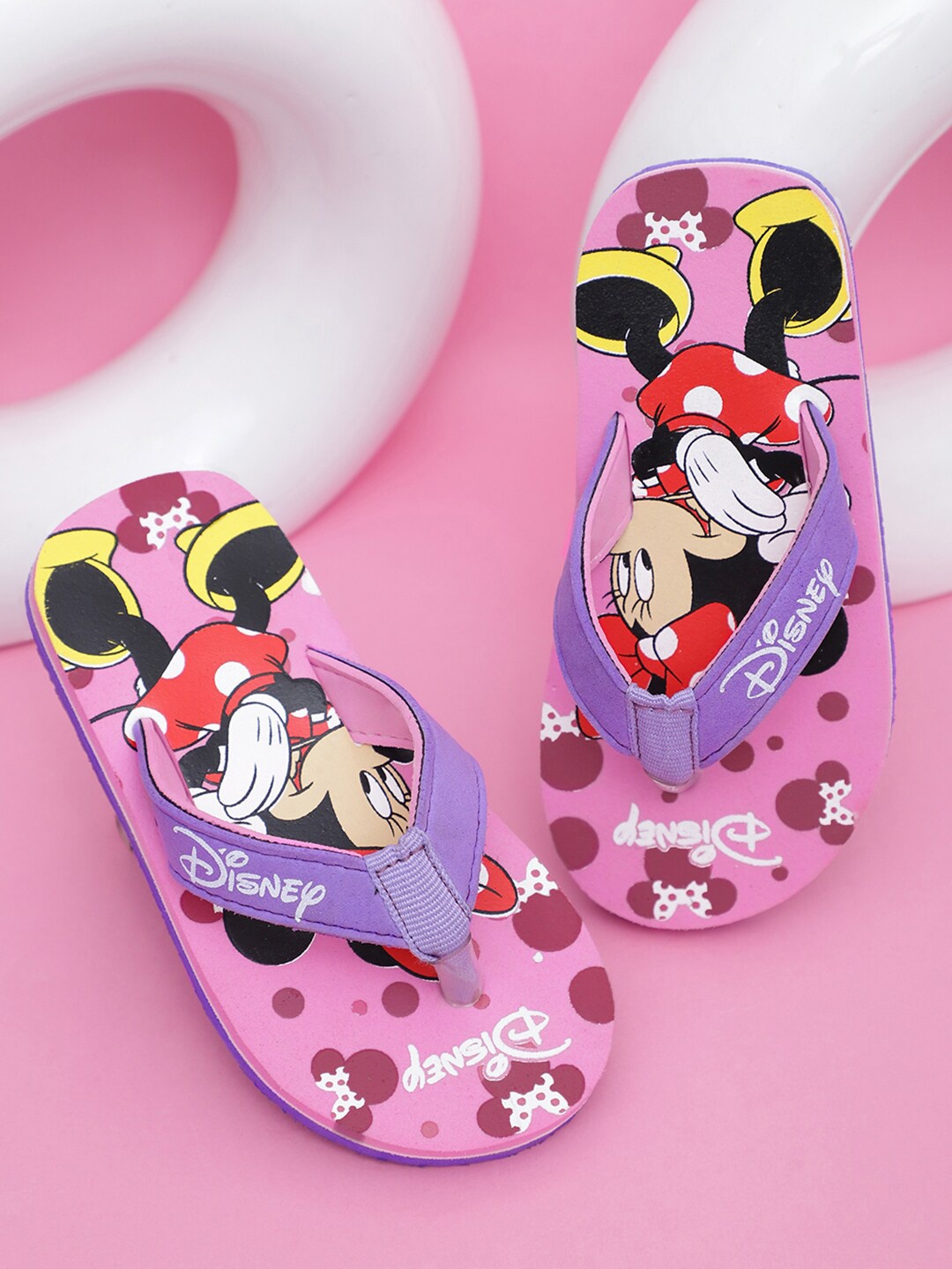 

Kids Ville Minnie Printed Flipflops For Kids Girls, Pink