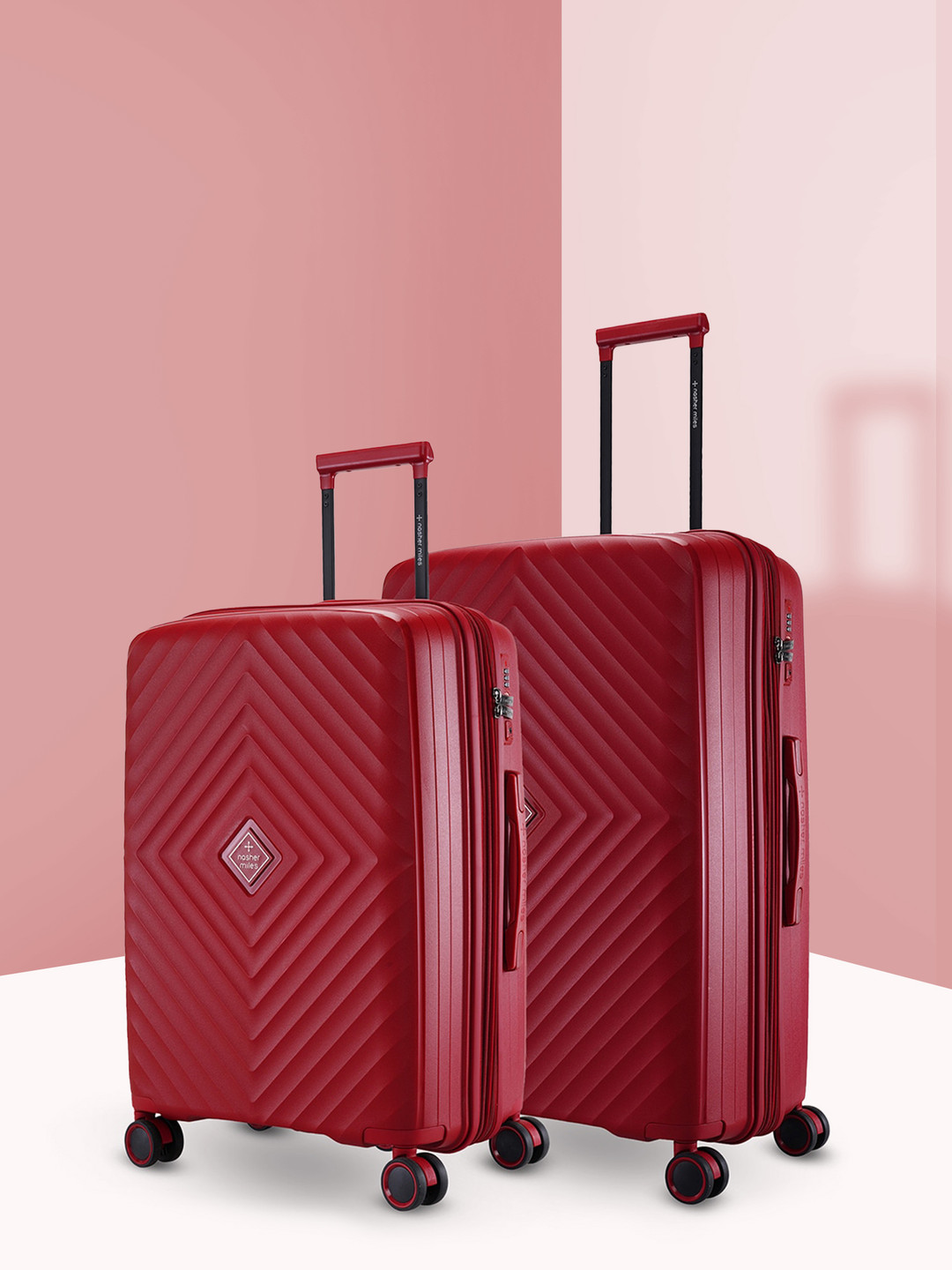 

Nasher Miles Set Of 2 Hard-Sided Trolley Suitcases, Maroon