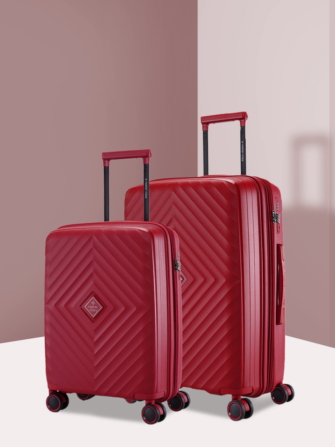 

Nasher Miles Set Of 2 Hard-Sided Polypropylene Trolley Suitcases, Maroon