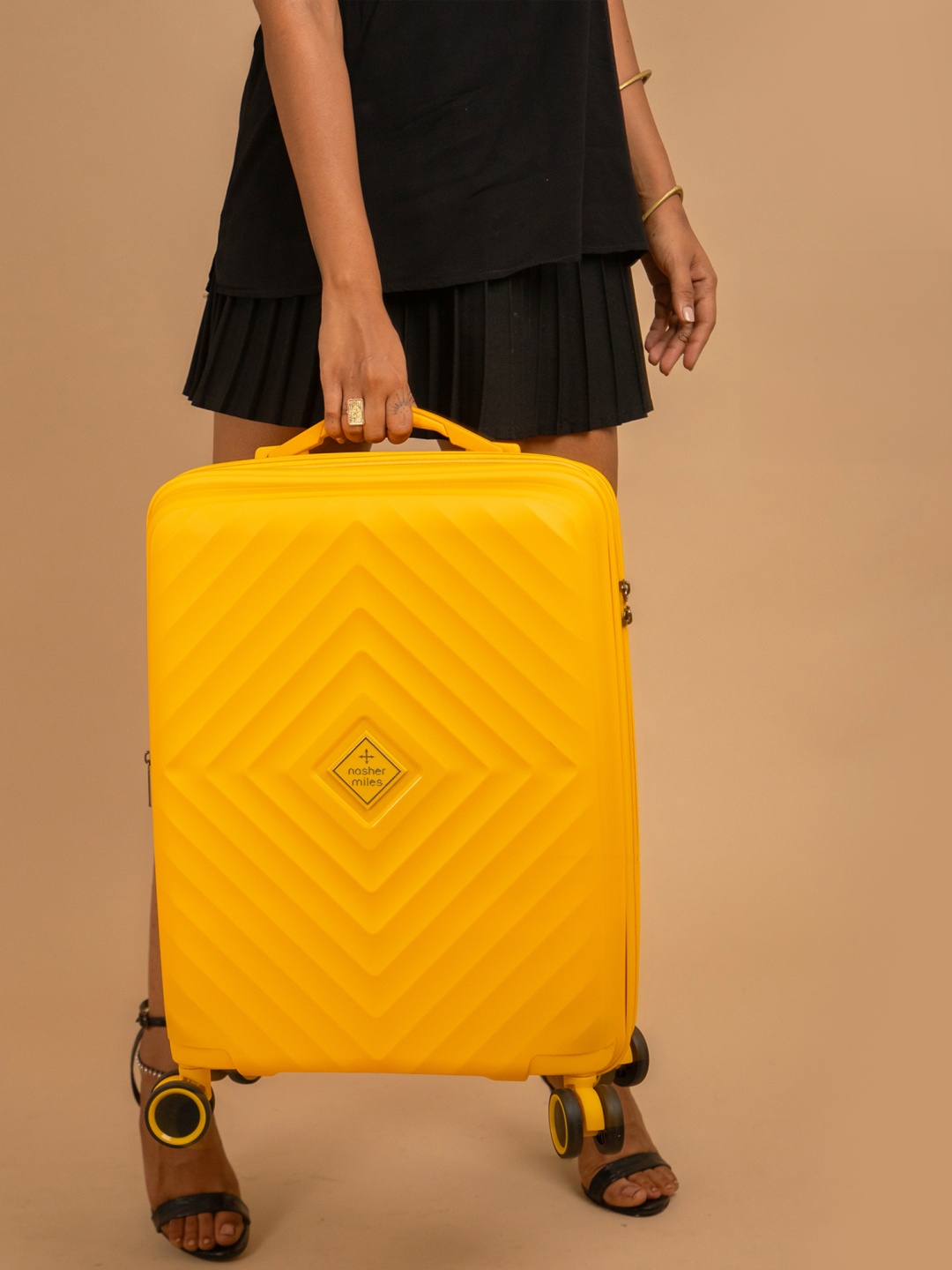 

Nasher Miles Hard-Sided Cabin Textured Trolley Suitcase, Yellow