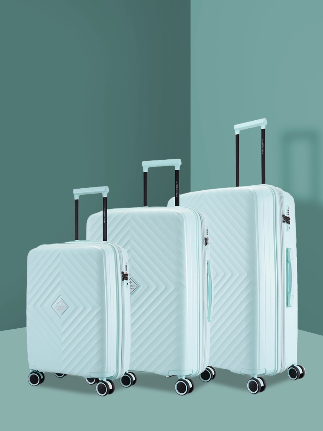 

Nasher Miles Set Of 3 Hard-Sided Trolley Bags, Blue