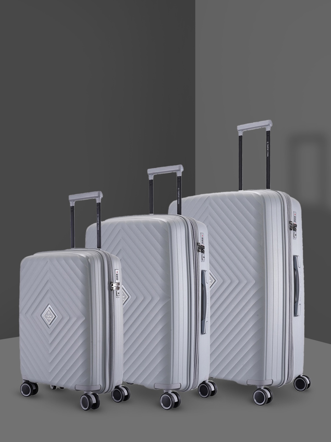 

Nasher Miles Set Of 3 Hard-Sided Trolley Suitcases, Grey