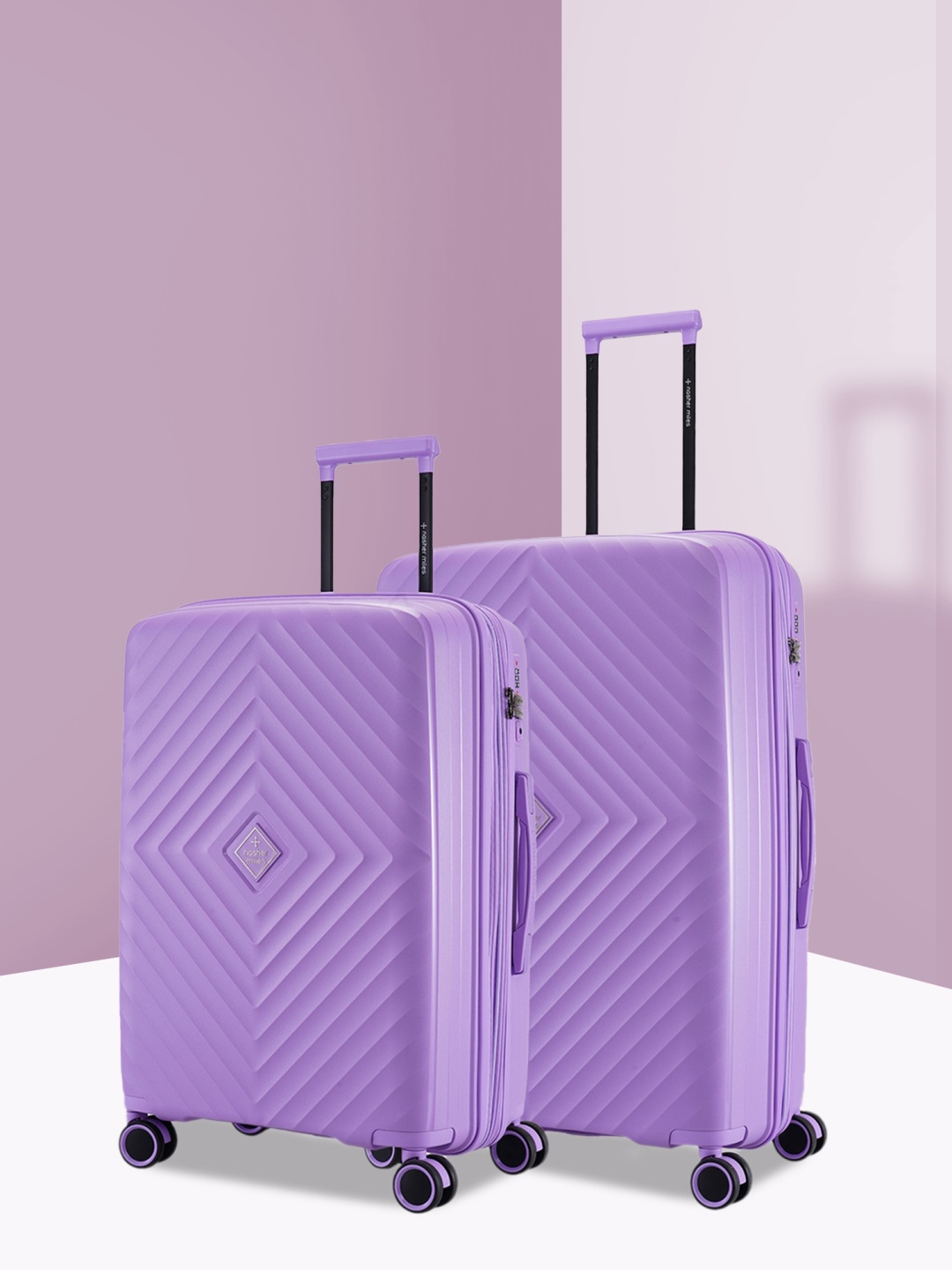 

Nasher Miles Set Of 2 Textured Hard-Sided Trolley Suitcase, Purple