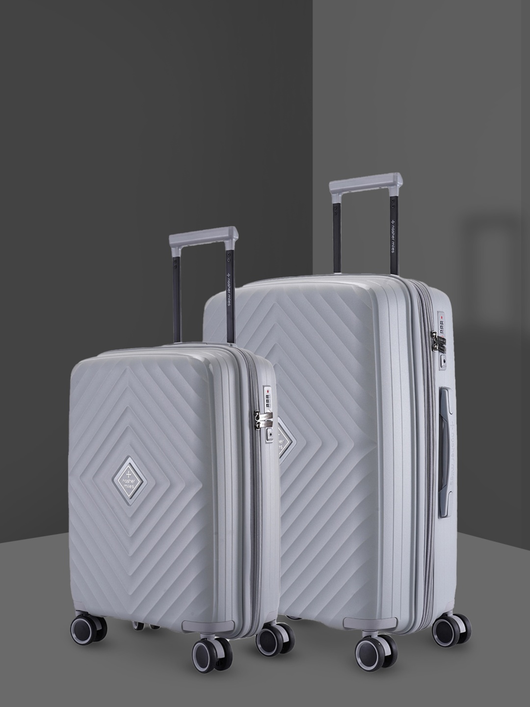 

Nasher Miles Set Of 2 Hard-Sided Textured TrolleySuitcases, Grey