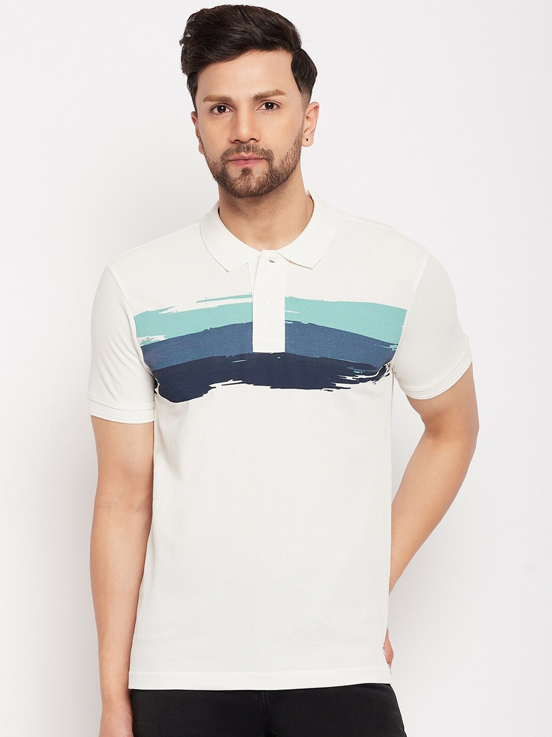 

Duke Striped Cotton Slim Fit T-shirt, White